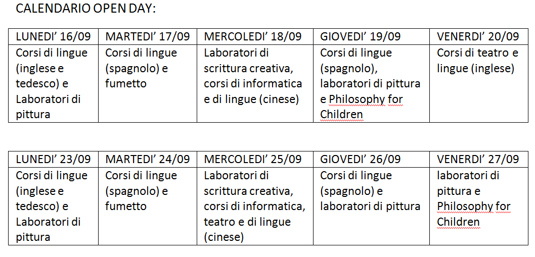 Calendario scuola sinequa